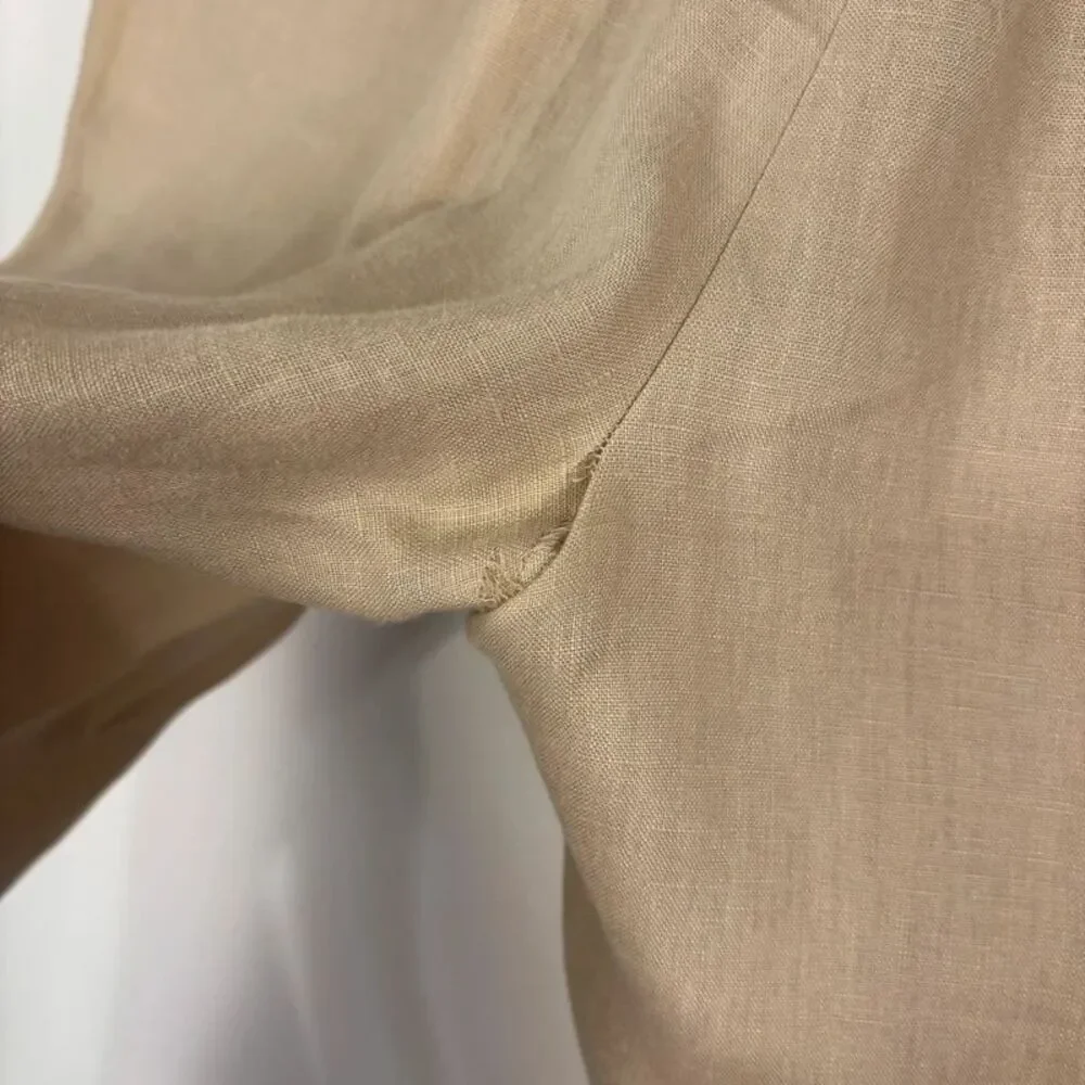 Calvin Klein Mens 3 Piece Linen Suit Beige Tan 38R Pants 32R Blazer Vest Trouser